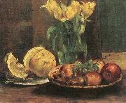 Lovis Corinth Stillleben mit gelben Tulpen, apfeln und Grapefruit Spain oil painting artist